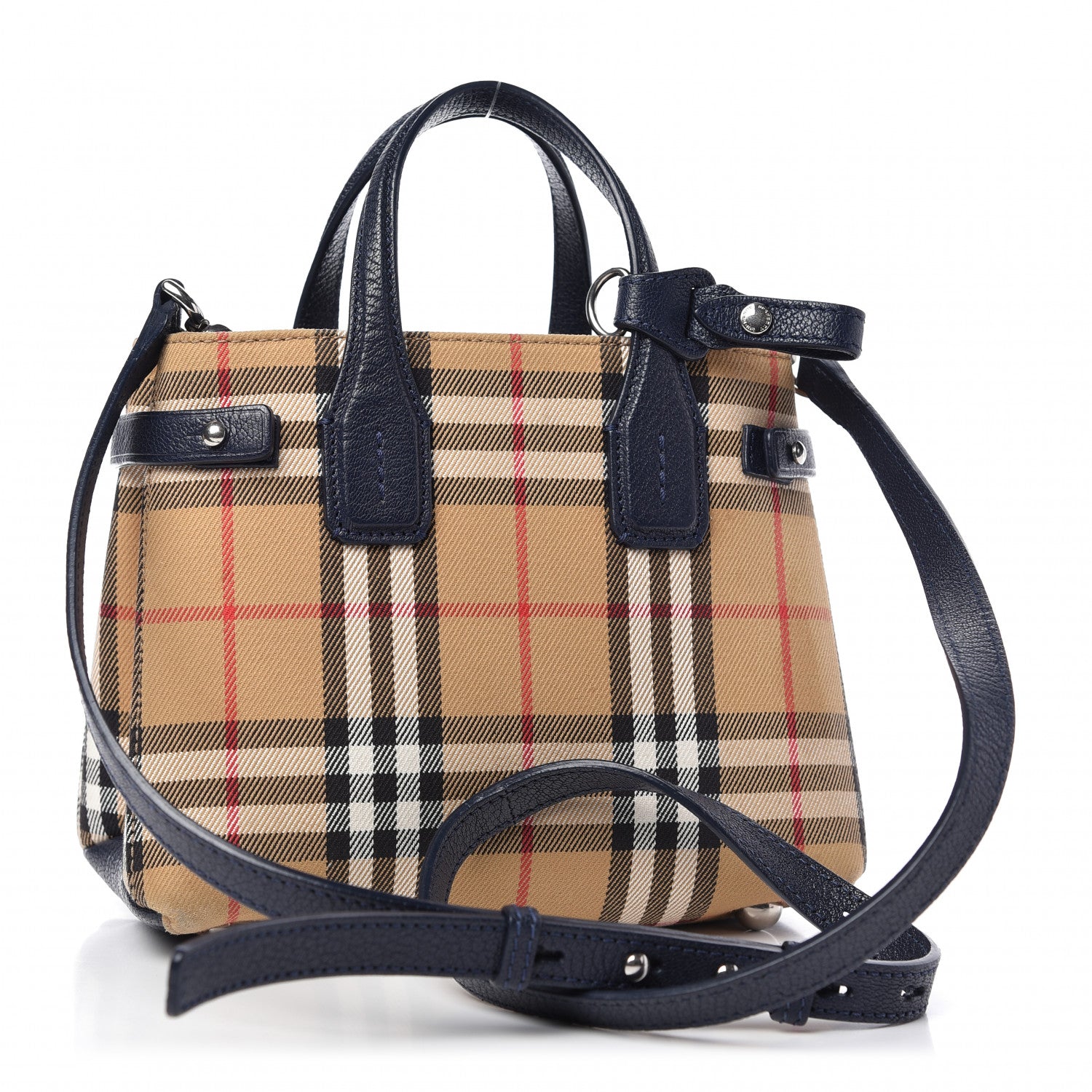 Burberry Goatskin Vintage Check Baby Banner Tote Regency Blue 3 of 11
