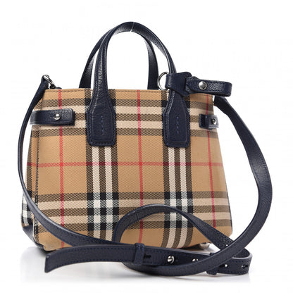 Burberry Goatskin Vintage Check Baby Banner Tote Regency Blue 3 of 11