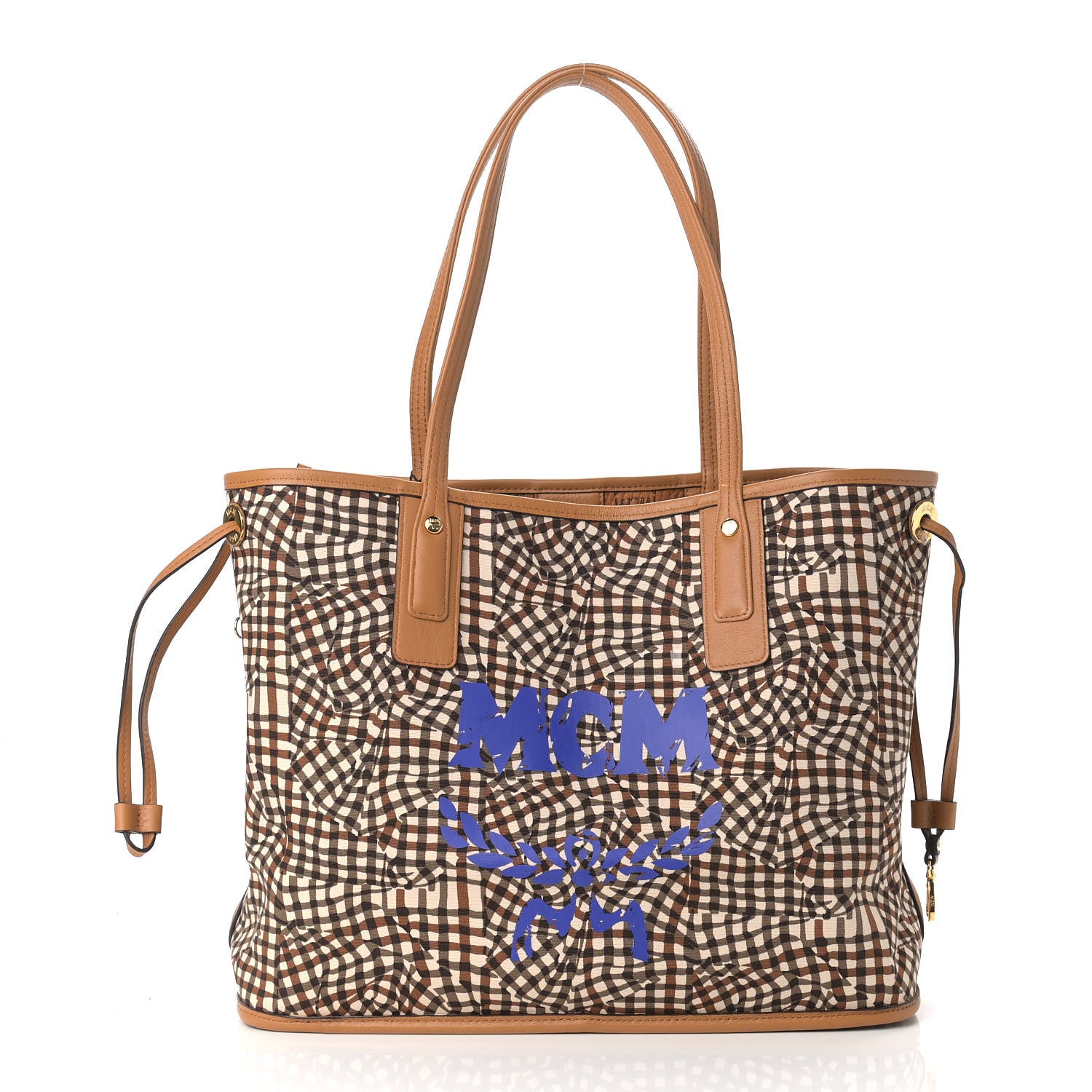 MCM Visetos Medium Liz Reversible Shopper Tote Cognac 4 of 14