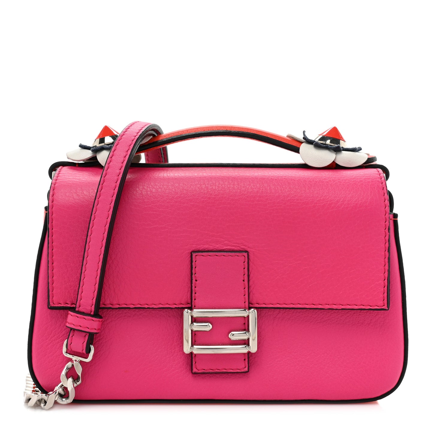 Vitello Dolce Nappa Flowerland Tri-Color Micro Double Baguette Fuxia White Ice Papavero
