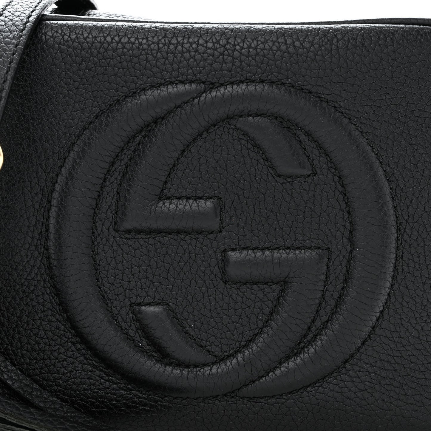 Pebbled Calfskin Small Soho Disco Bag Black