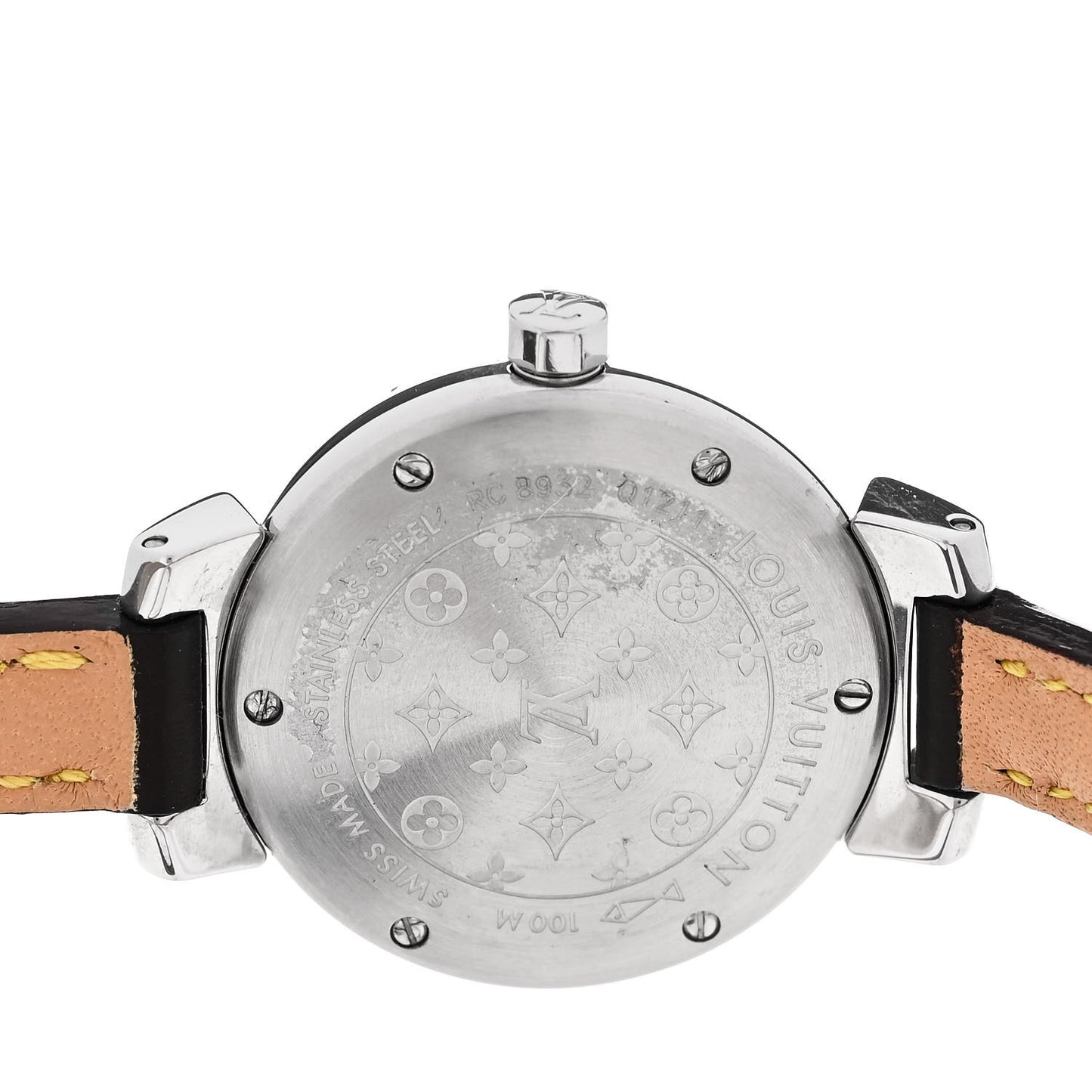 Stainless Steel Calfskin 28mm Tambour Triple Wrap Quartz Watch Brown