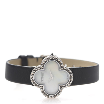 Van Cleef & Arpels 18K White Gold Satin Mother of Pearl 26mm Alhambra Quartz Watch 3 of 7