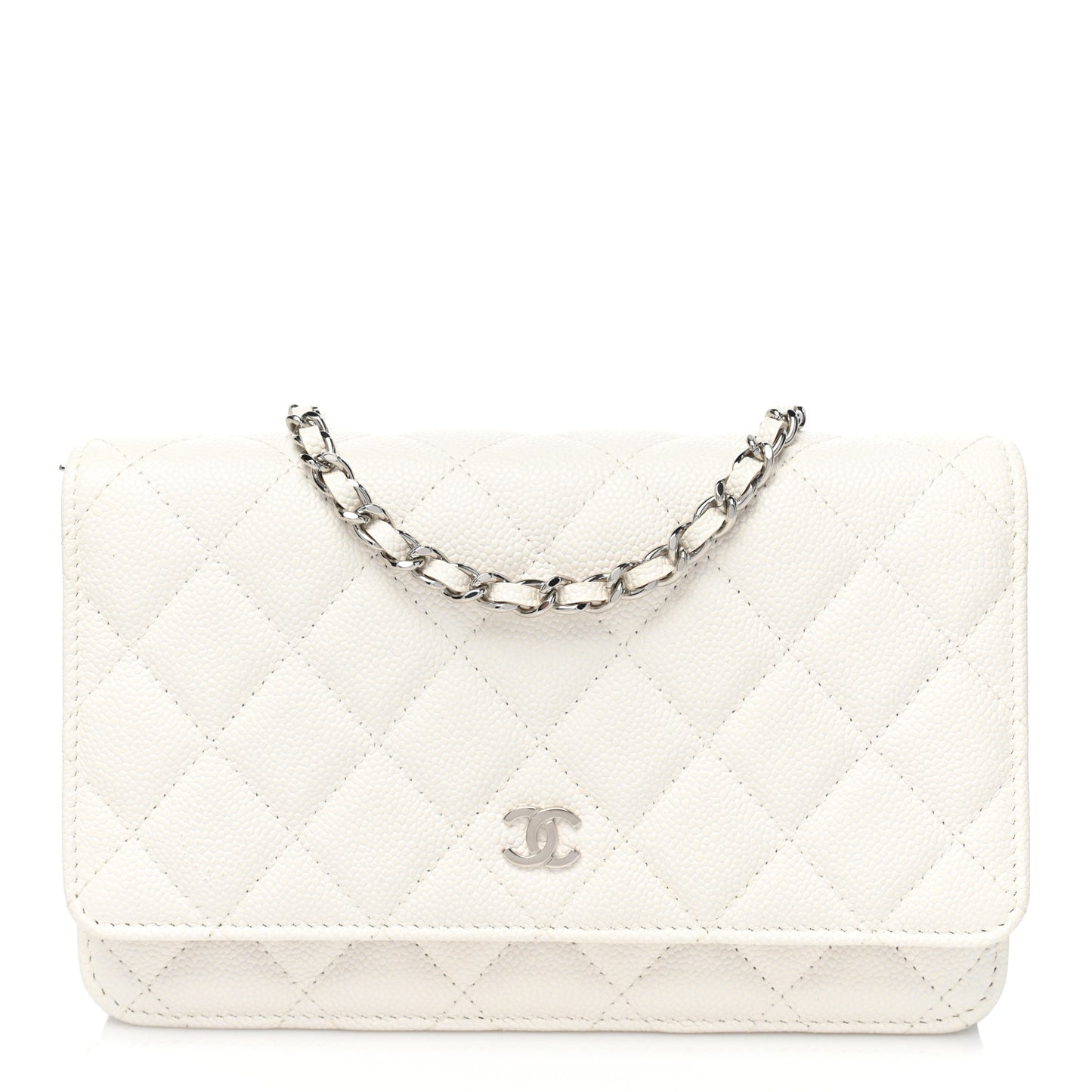 Caviar Quilted Wallet On Chain WOC White
