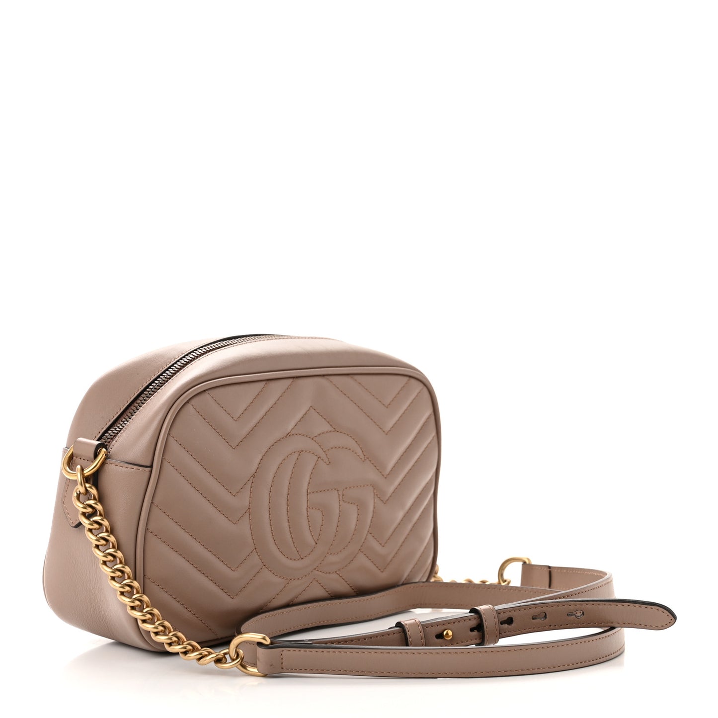 Calfskin Matelasse Small GG Marmont Chain Shoulder Bag Porcelain Rose