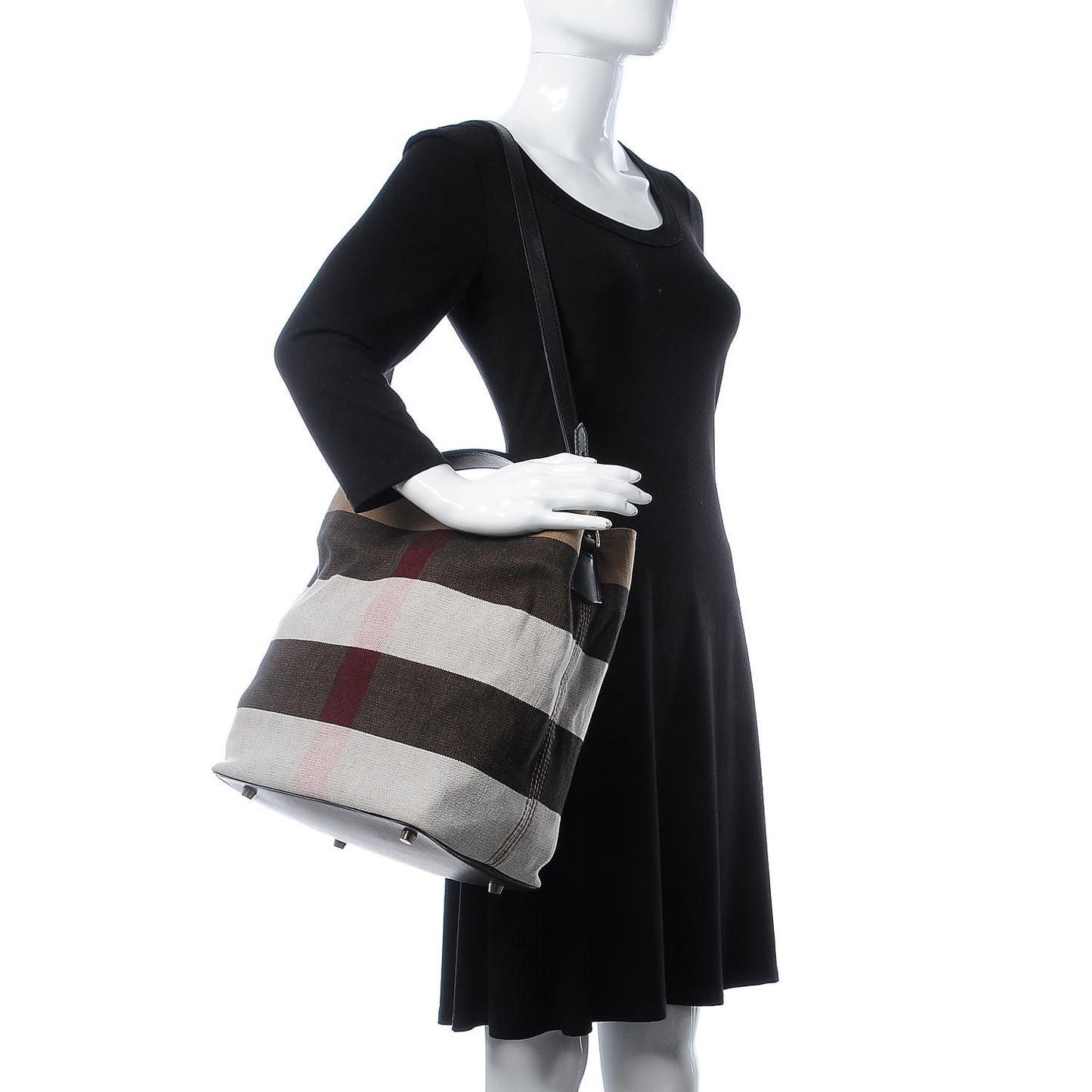 Canvas Mega Check Medium Ashby Hobo Black