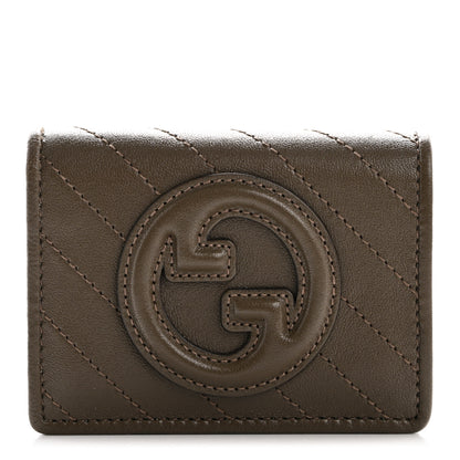 Gucci Sakai Be Green Calfskin Diagonal Stitched Blondie Card Case Wallet Cuir 1 of 8