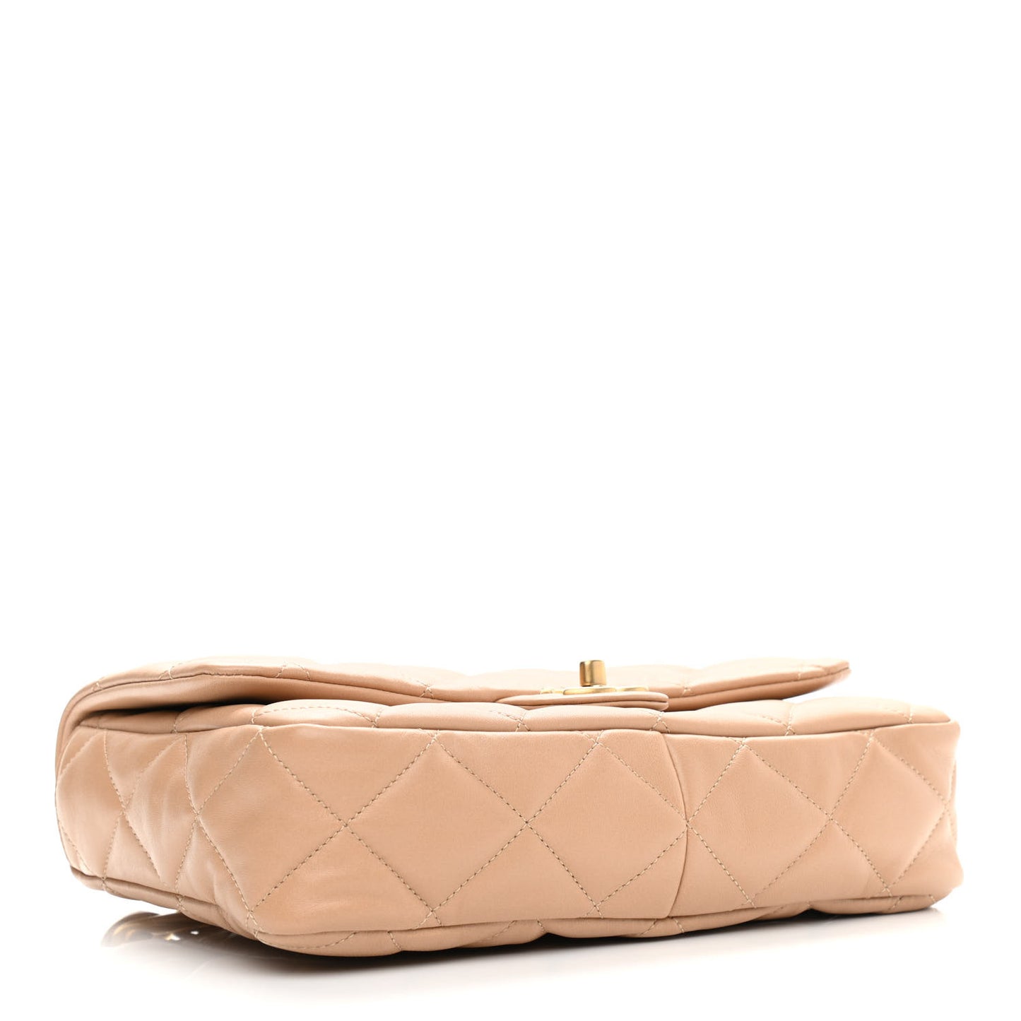 Lambskin Quilted Large CC Funky Town Flap Beige
