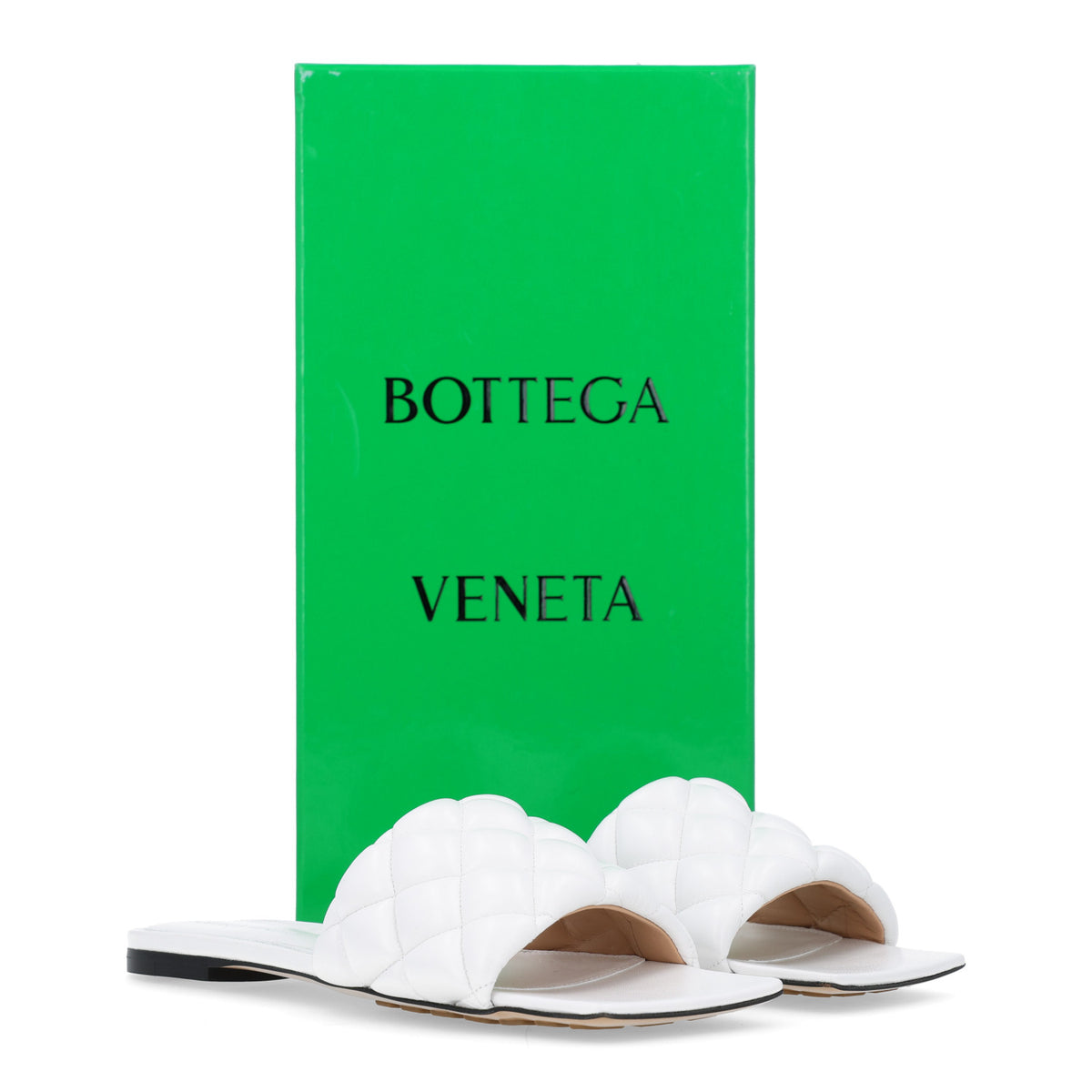 Nappa Matelasse Padded Flat Sandals 37.5 Optic White