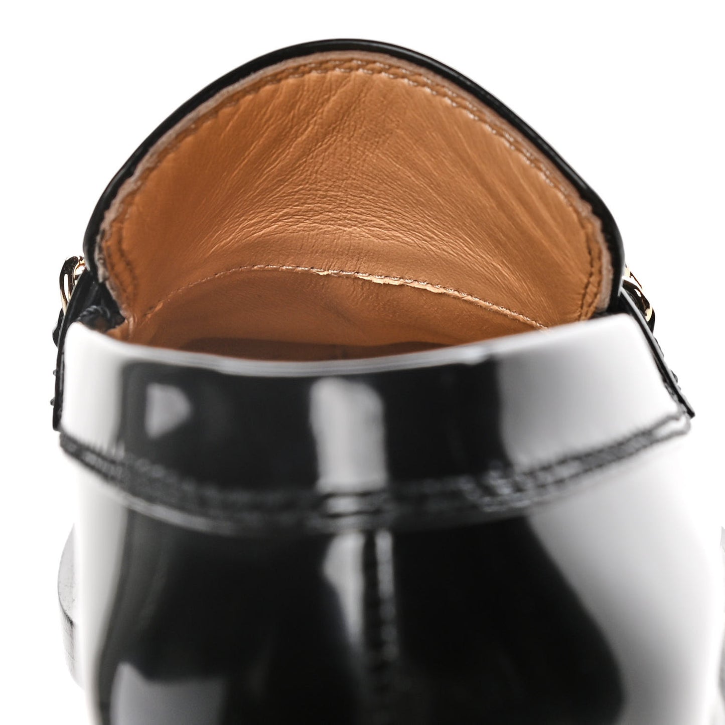 Shiny Calfskin Logo Loafers 38 Black