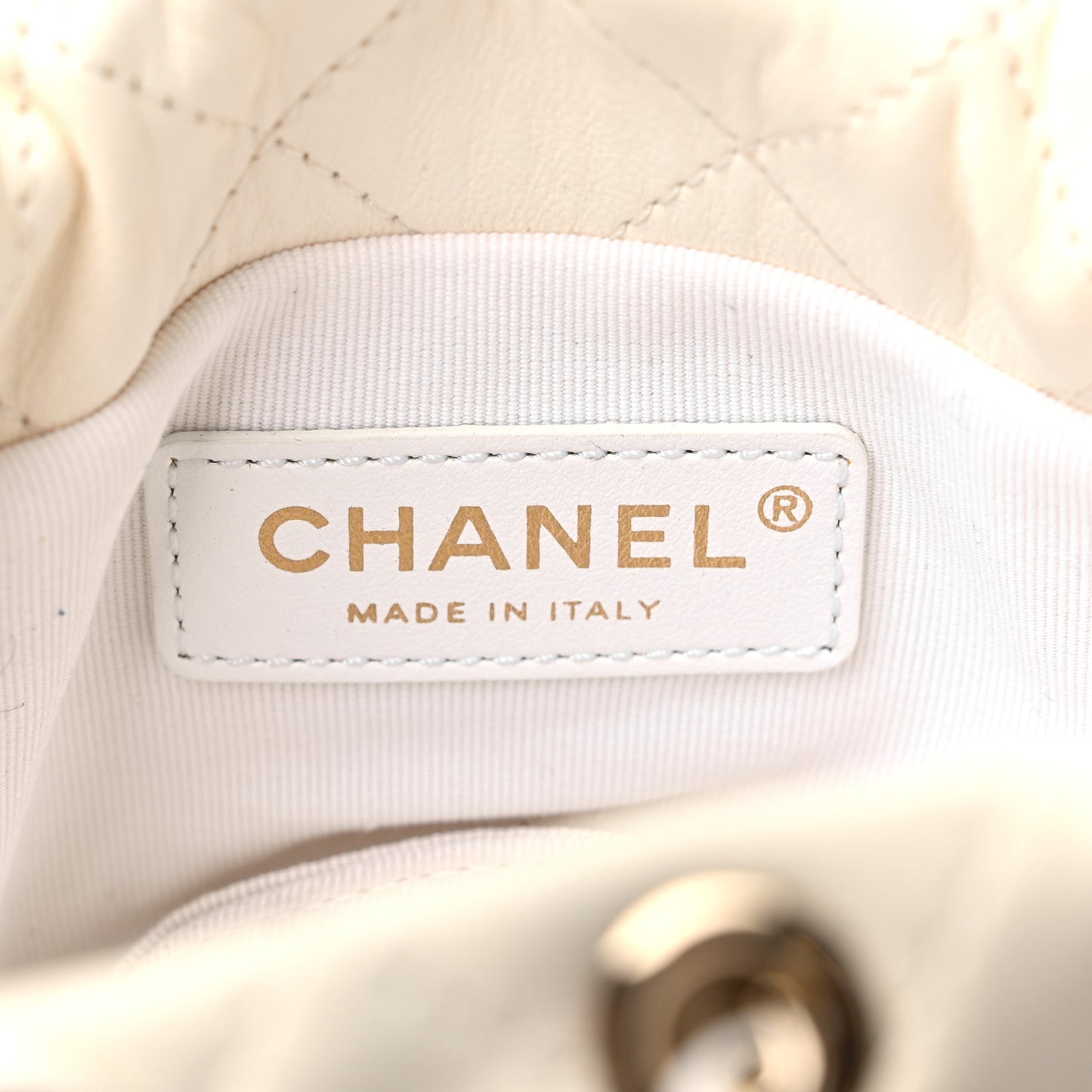 Lambskin Quilted Pearl Mini About Pearls Drawstring Bag White