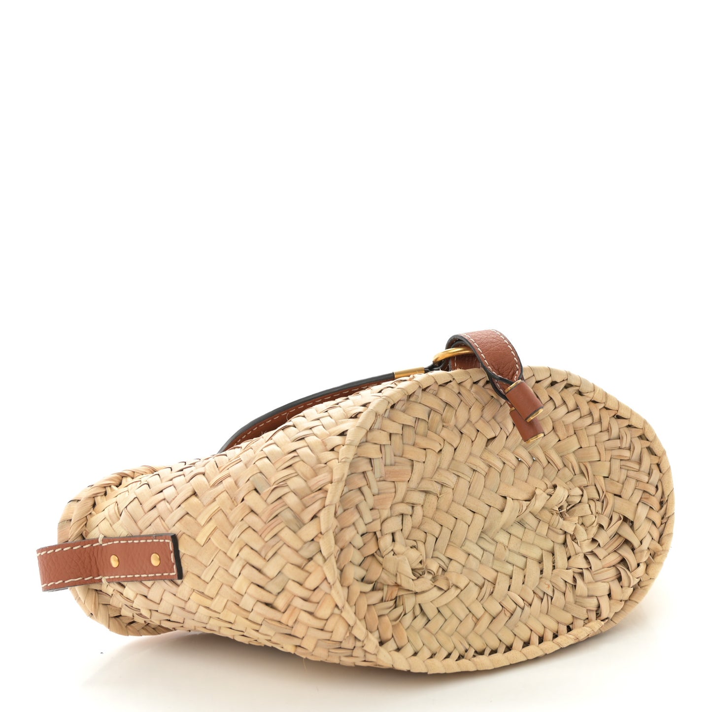 Raffia Calfskin Marcie Basket Tan