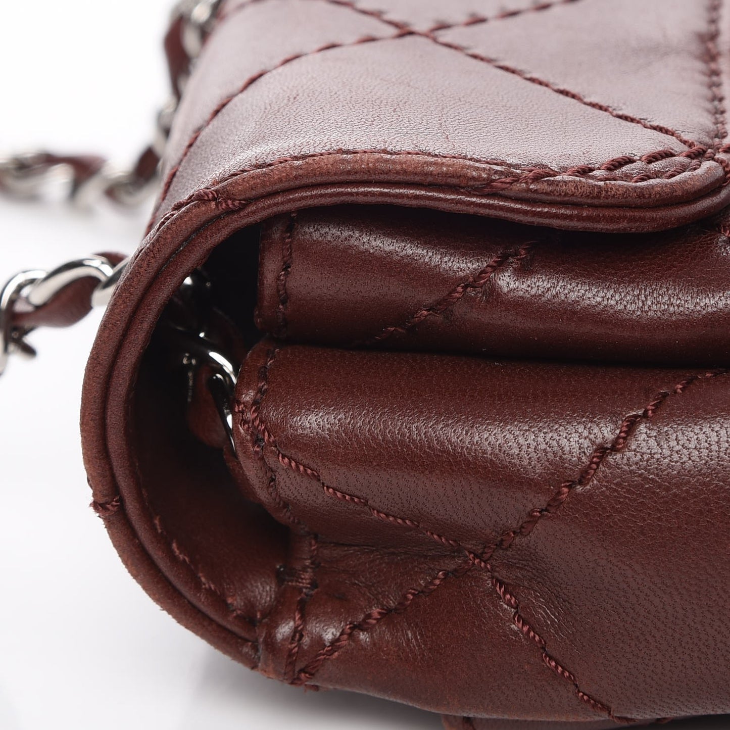 Lambskin Double Stitch Mini Flap Bordeaux