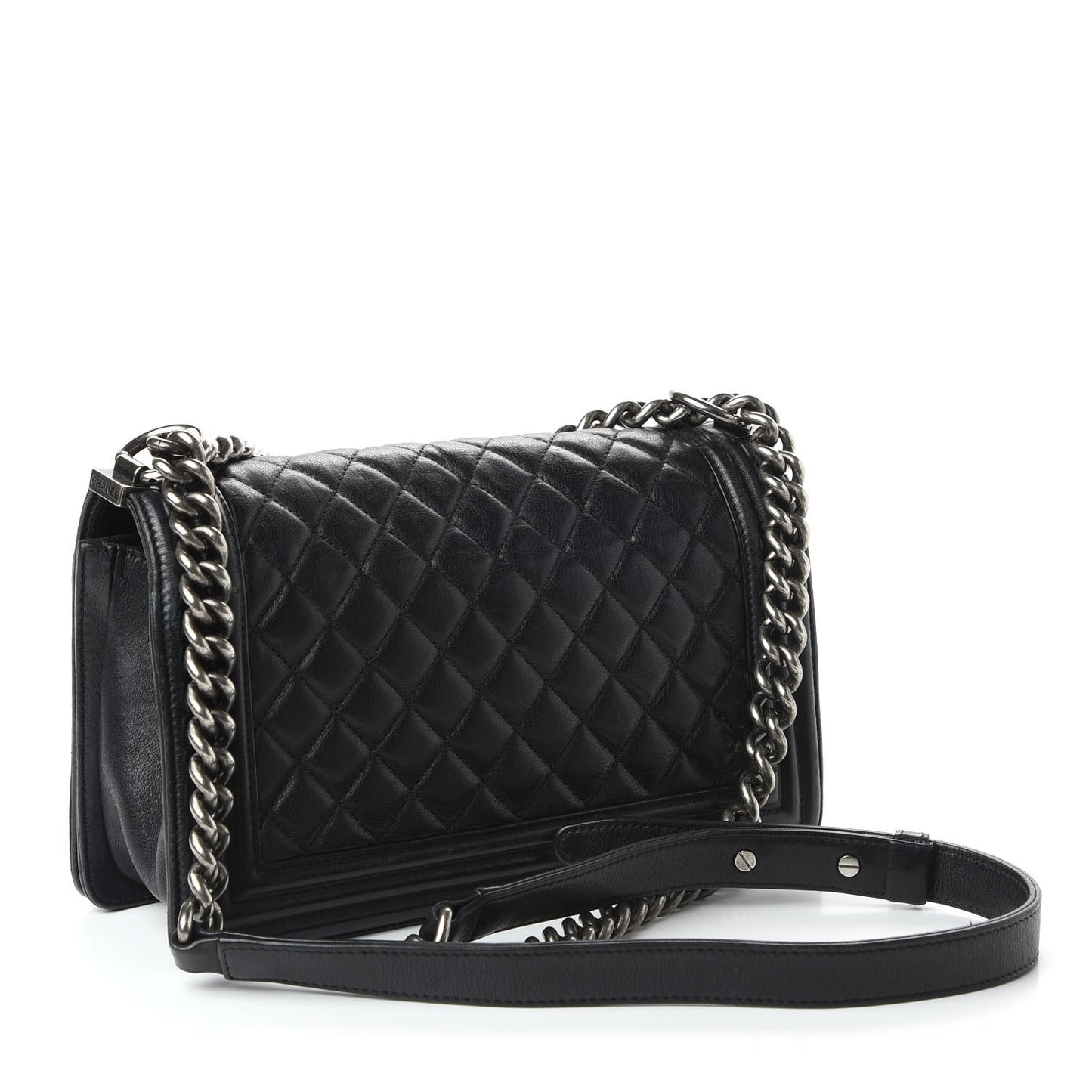 Calfskin Quilted Medium Boy Flap Black