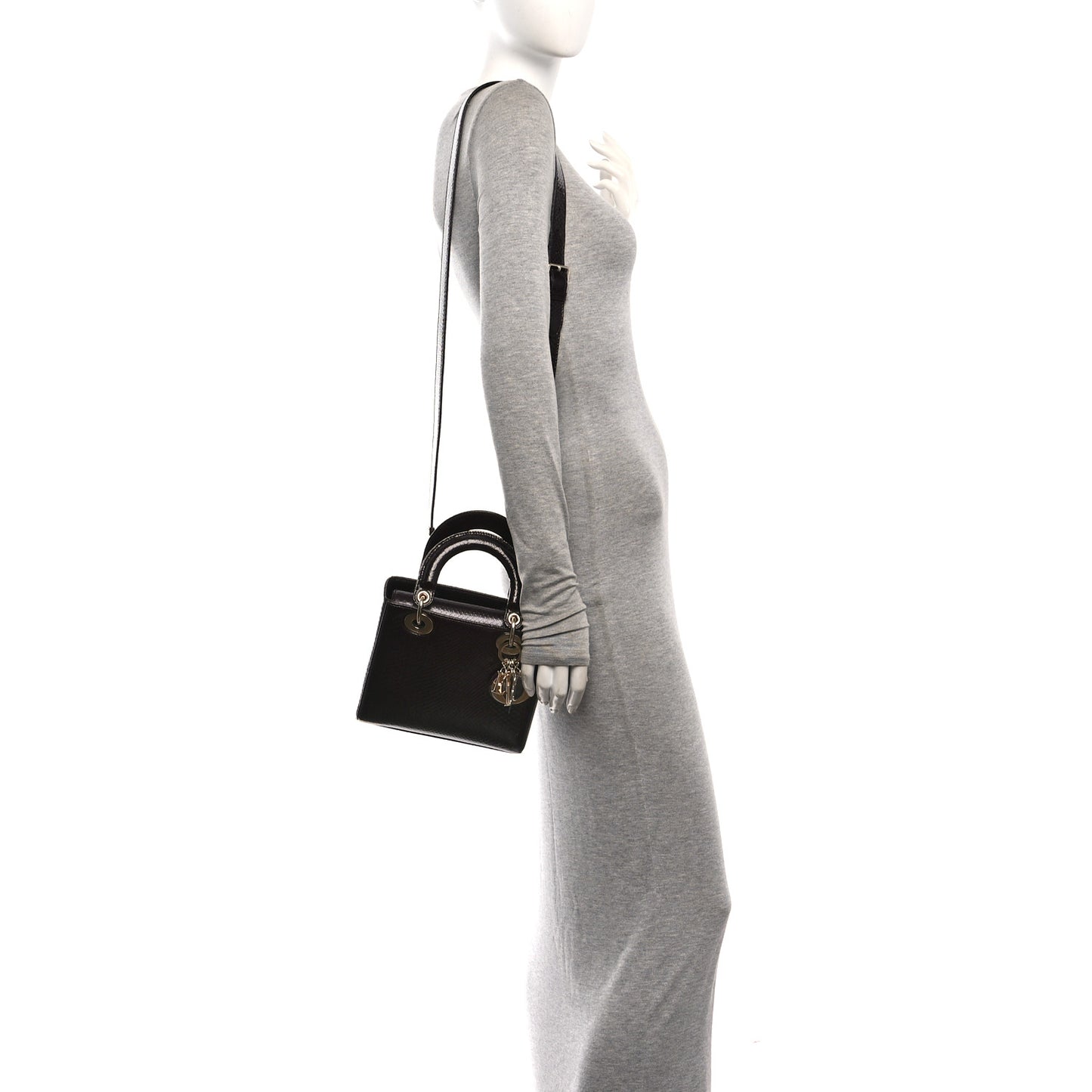 Snakeskin Small Lady Dior Deep Amaranth
