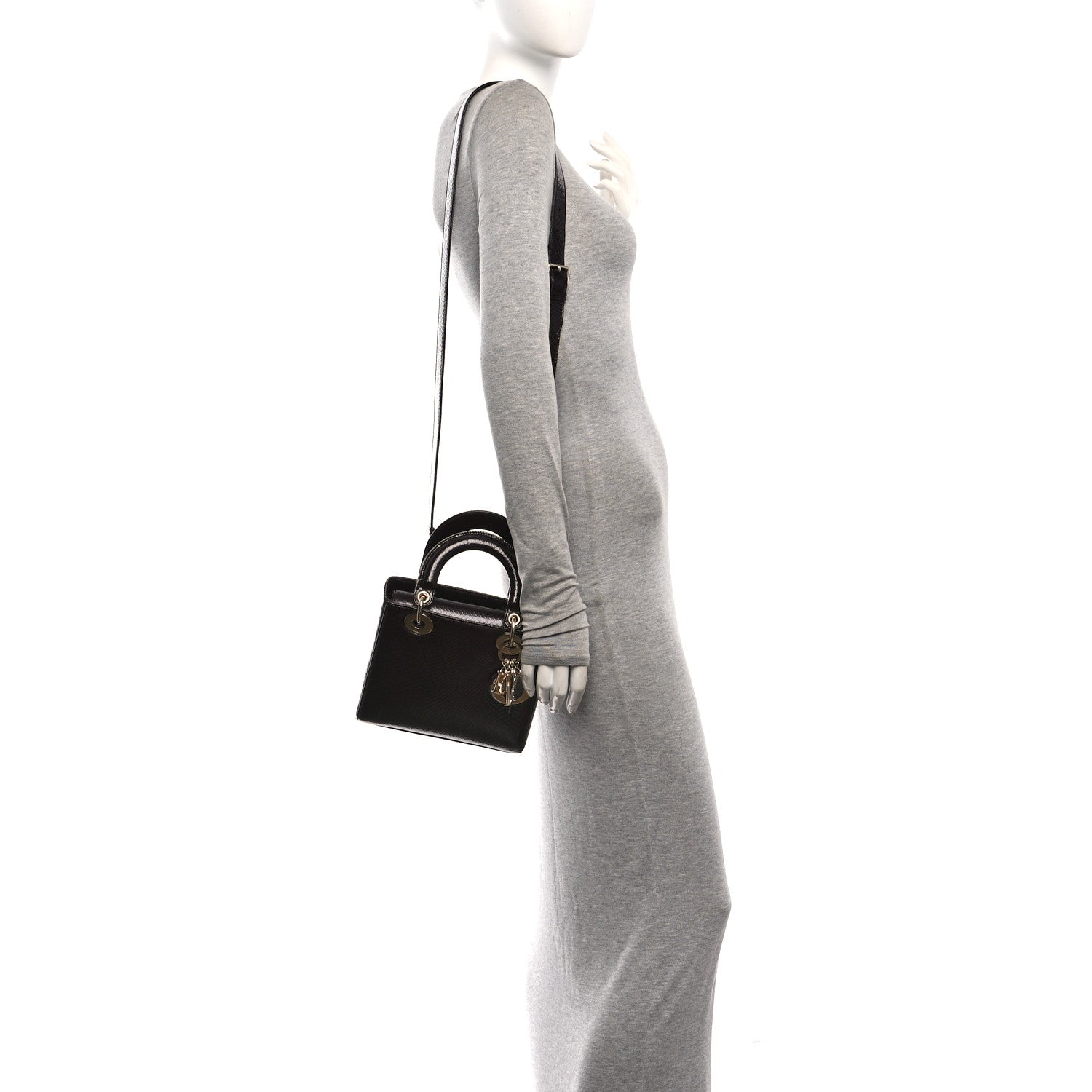 Christian Dior Snakeskin Small Lady Dior Deep Amaranth 2 of 10