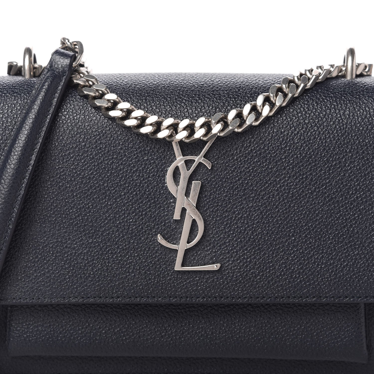 Saint Laurent Grained Calfskin Small Monogram Sunset Navy Blue 9 of 9