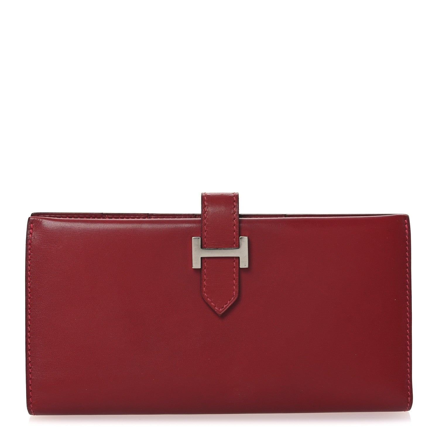 Hermes Tadelakt Bearn Gusset Wallet Rouge Vif 1 of 8