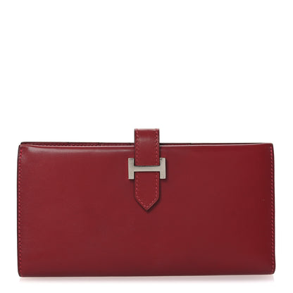 Hermes Tadelakt Bearn Gusset Wallet Rouge Vif 1 of 8