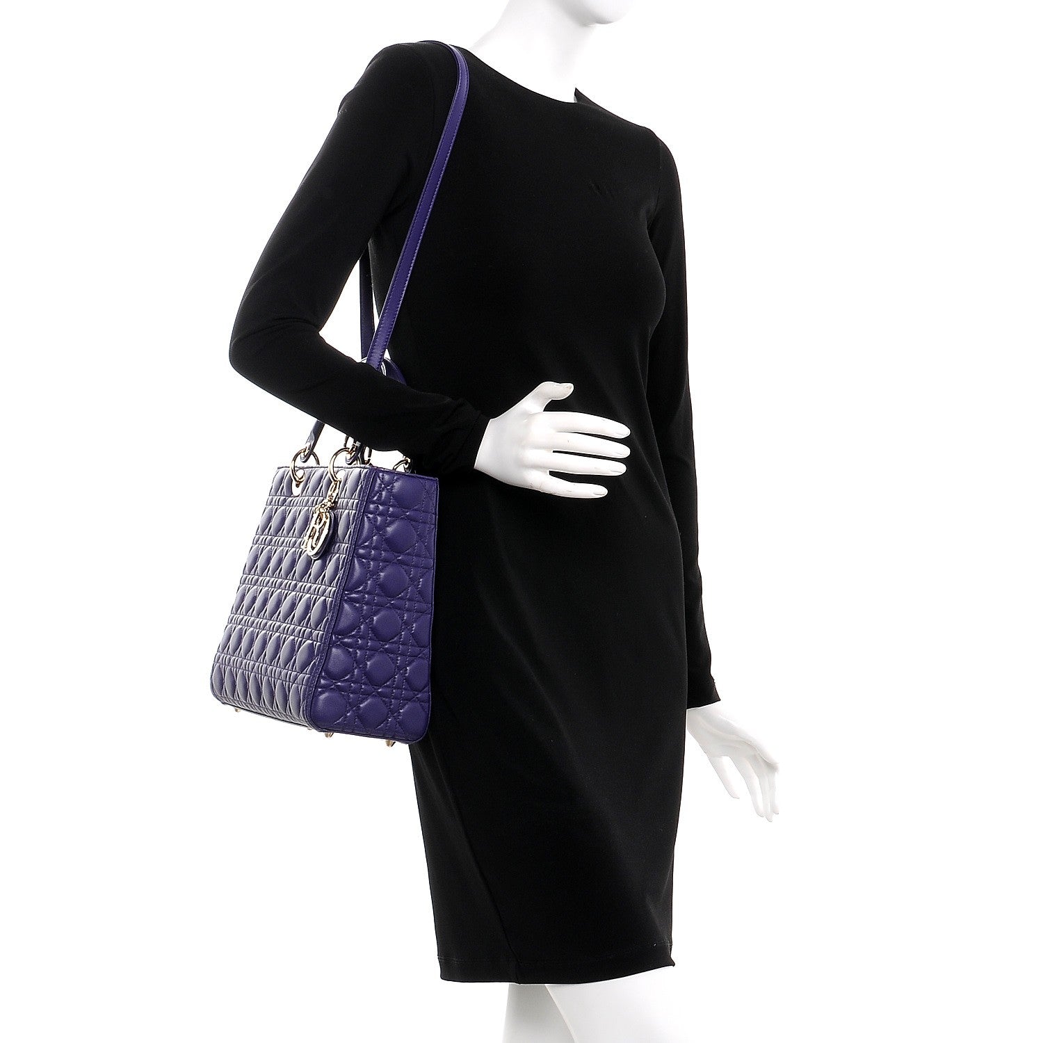 Christian Dior Lambskin Cannage Large Lady Dior Purple 2 of 13