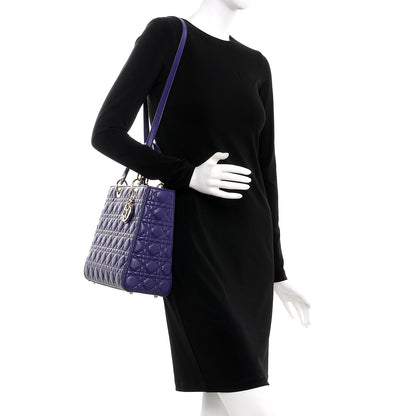 Christian Dior Lambskin Cannage Large Lady Dior Purple 2 of 13