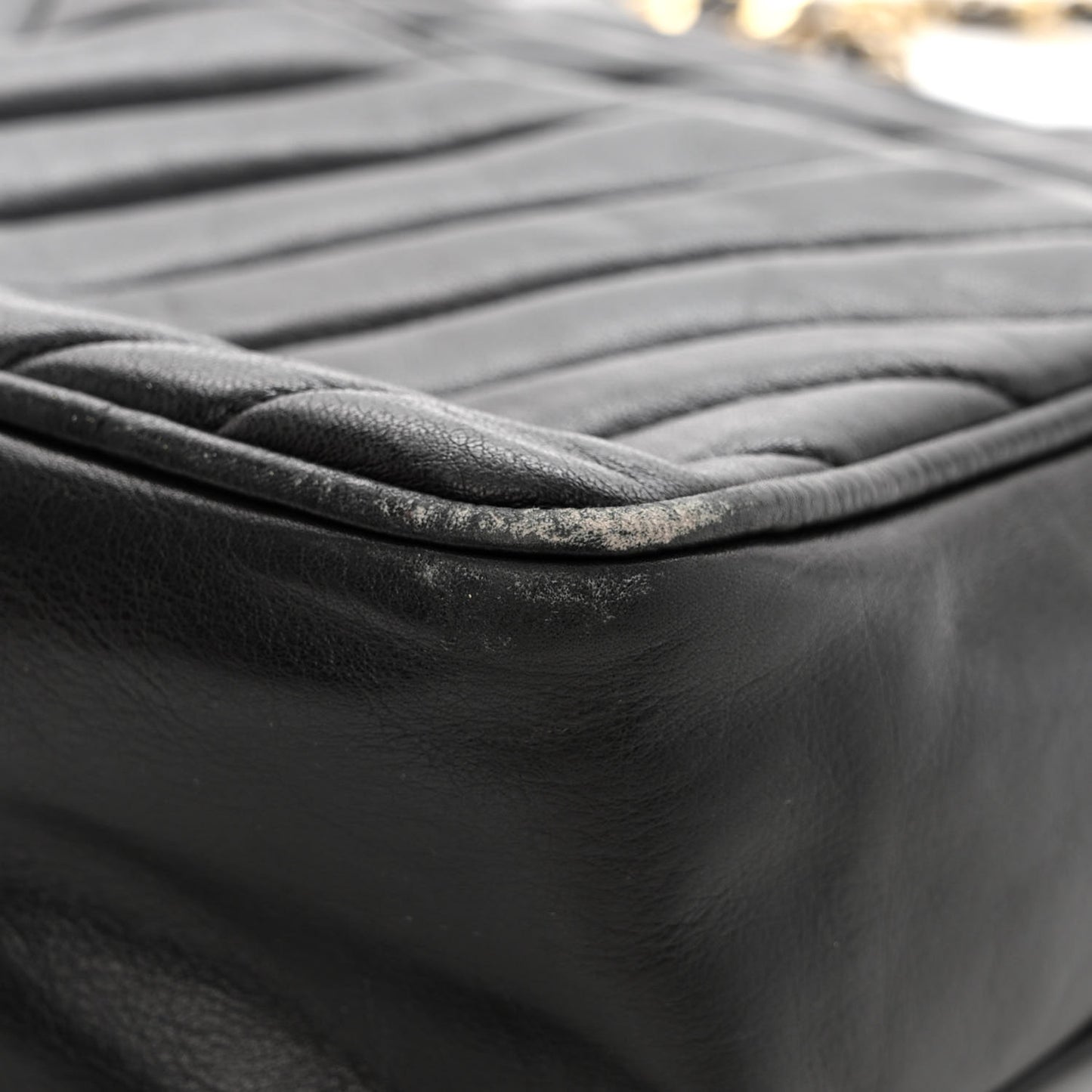 Lambskin Surpique Chevron Small Tote Black