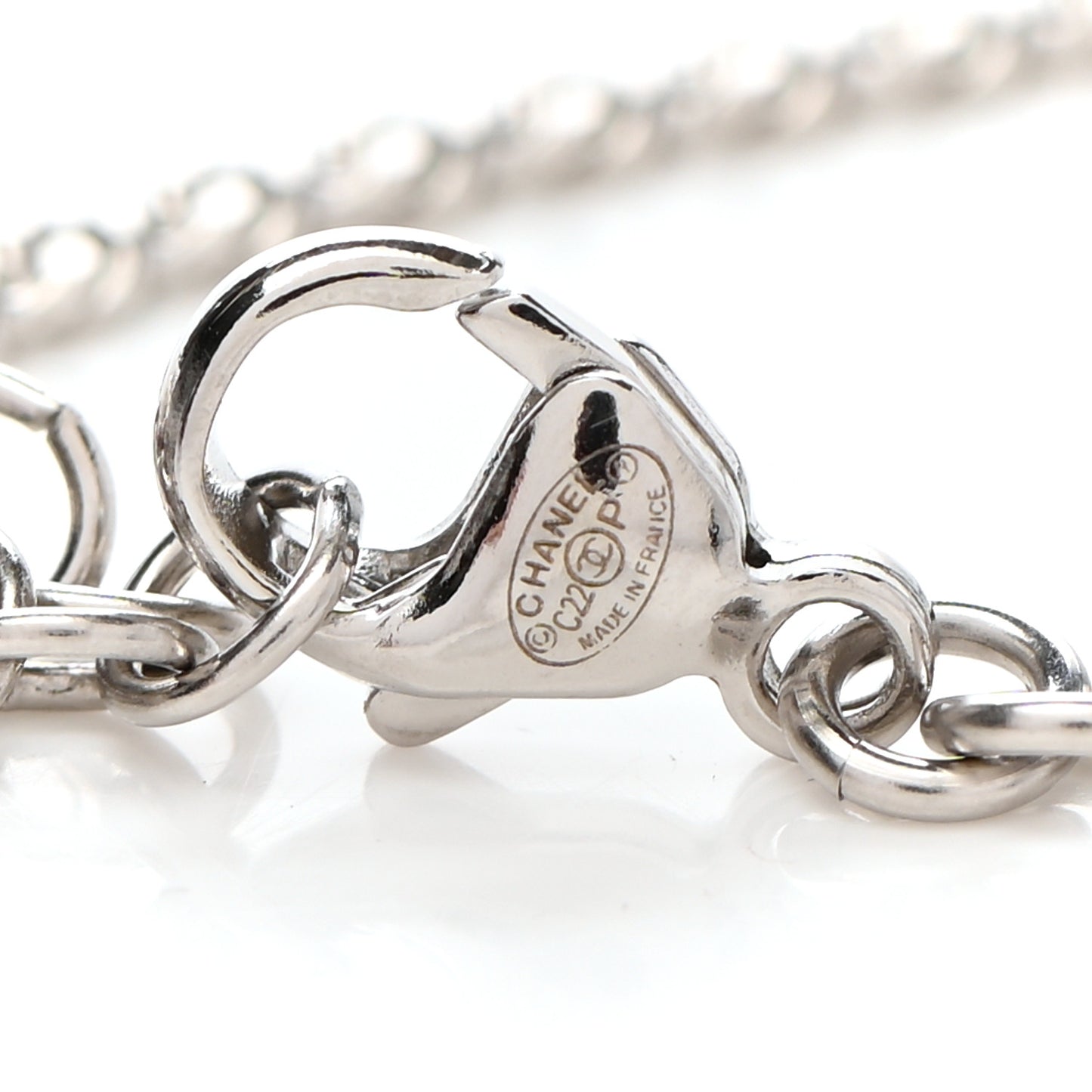 Crystal Pearl CC Bracelet Silver