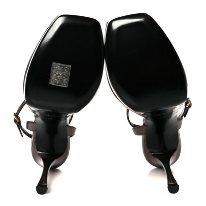Saint Laurent Veau Laminato La Scandale 85 Sandals 38 Metal Walnut 6 of 10