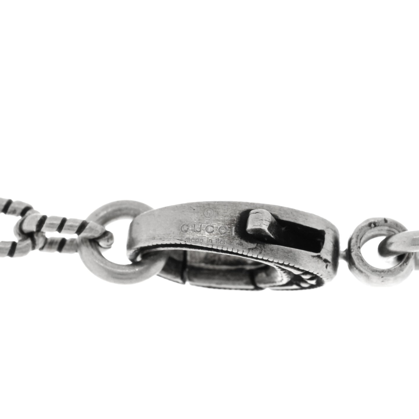 Sterling Silver Textured Interlocking G Square Pendant Necklace