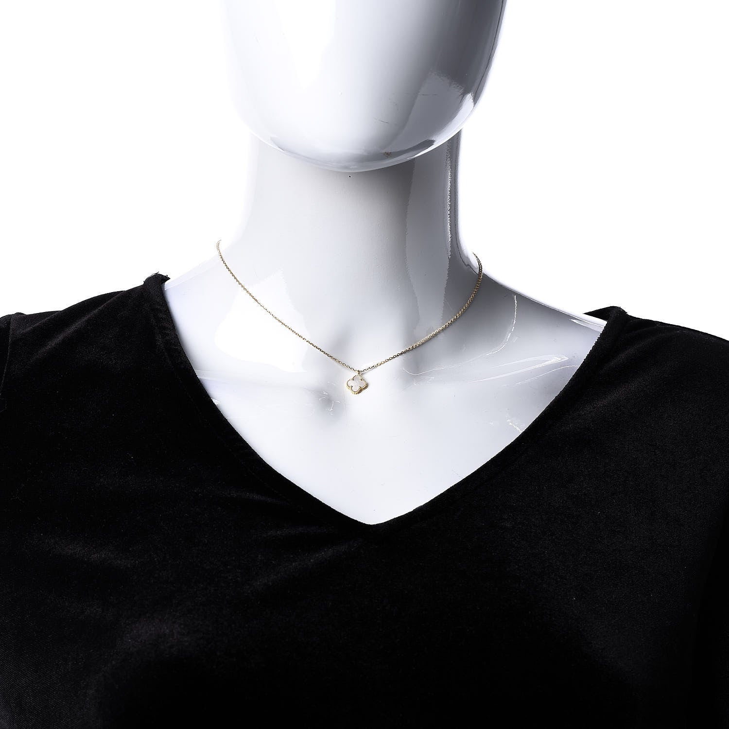 Van Cleef & Arpels 18K Yellow Gold Mother of Pearl Sweet Alhambra Pendant Necklace 2 of 7