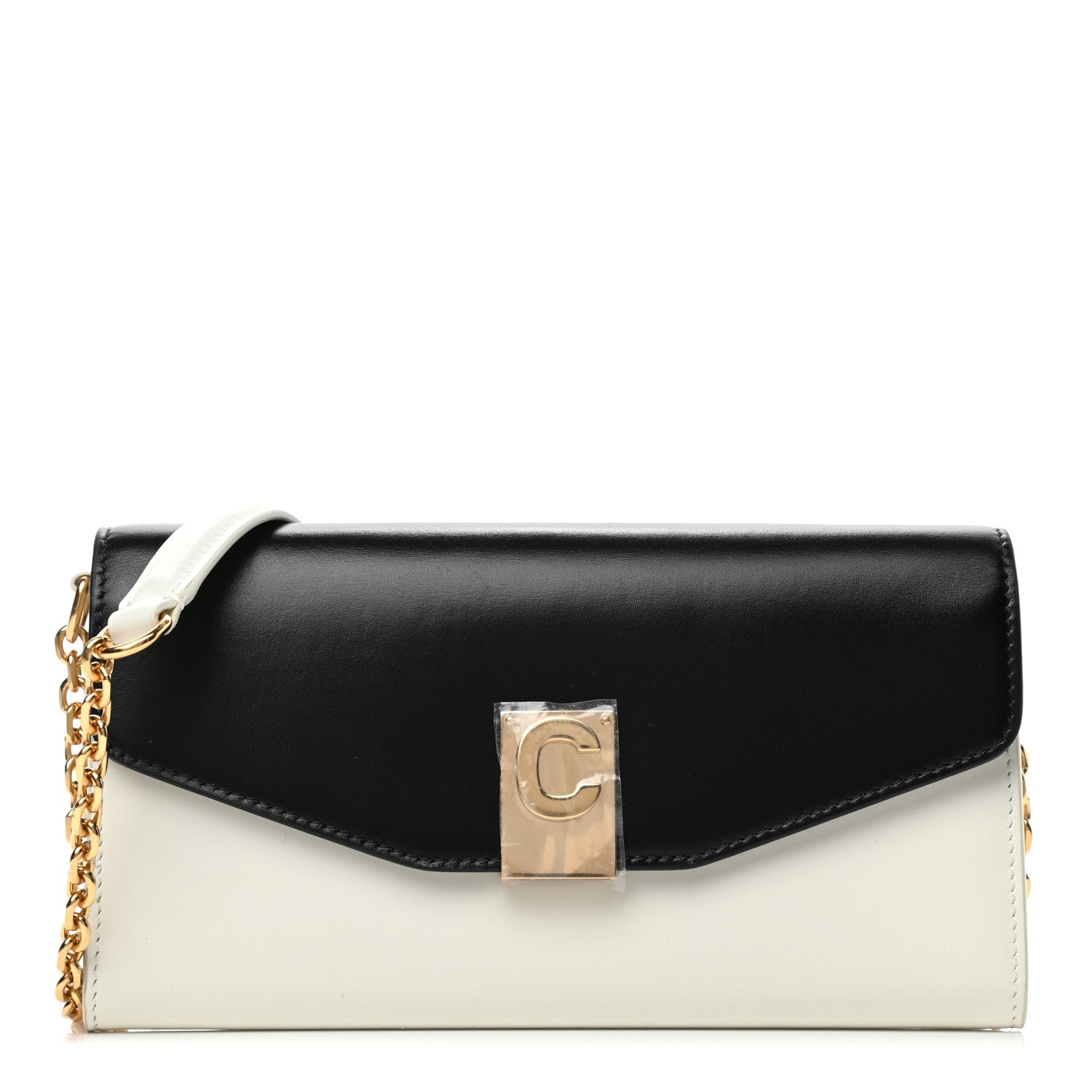 Celine Calfskin C Wallet On Chain Bag White Black 1 of 4