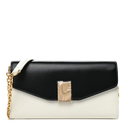 Celine Calfskin C Wallet On Chain Bag White Black 1 of 4