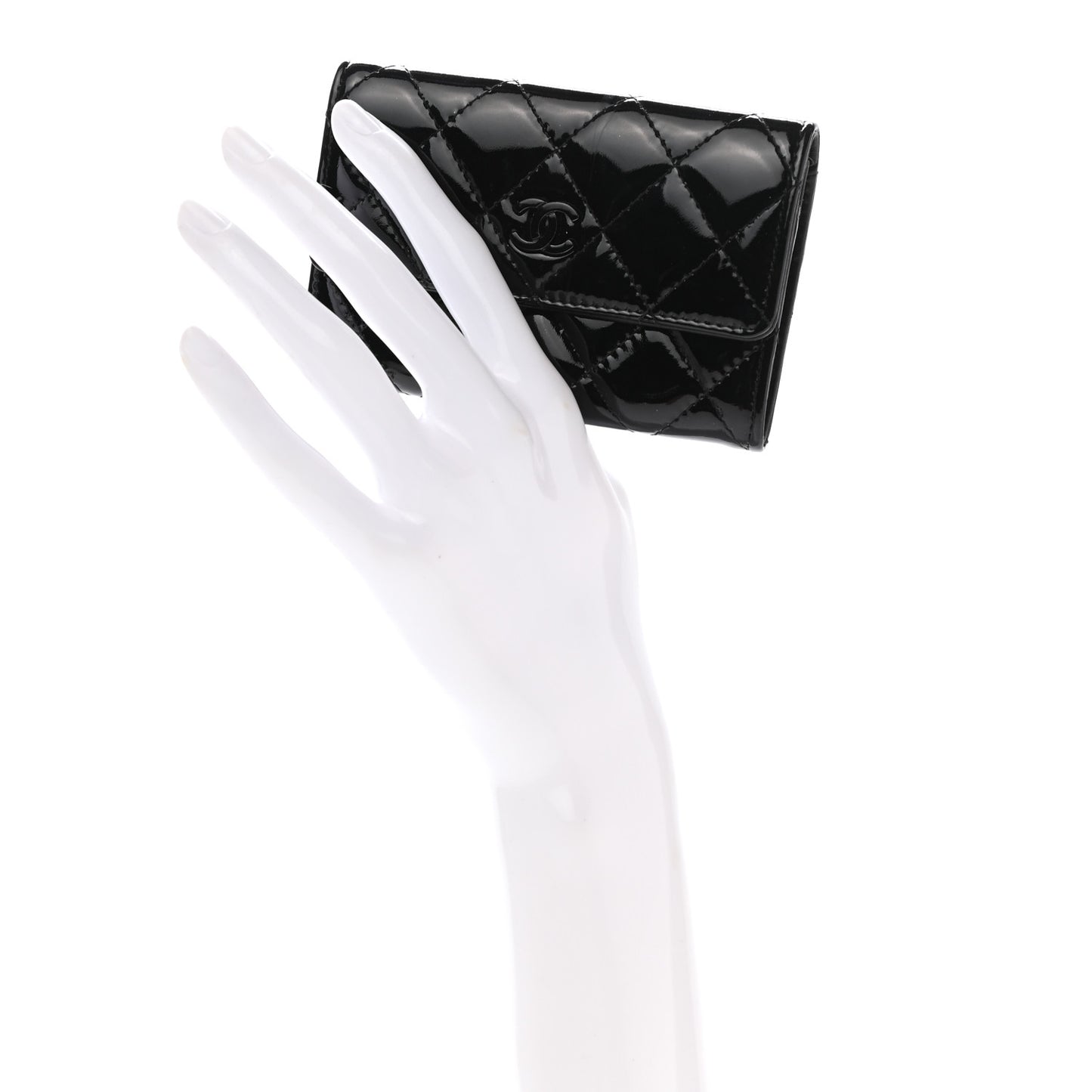 Patent Quilted Flap Card Holder So Black