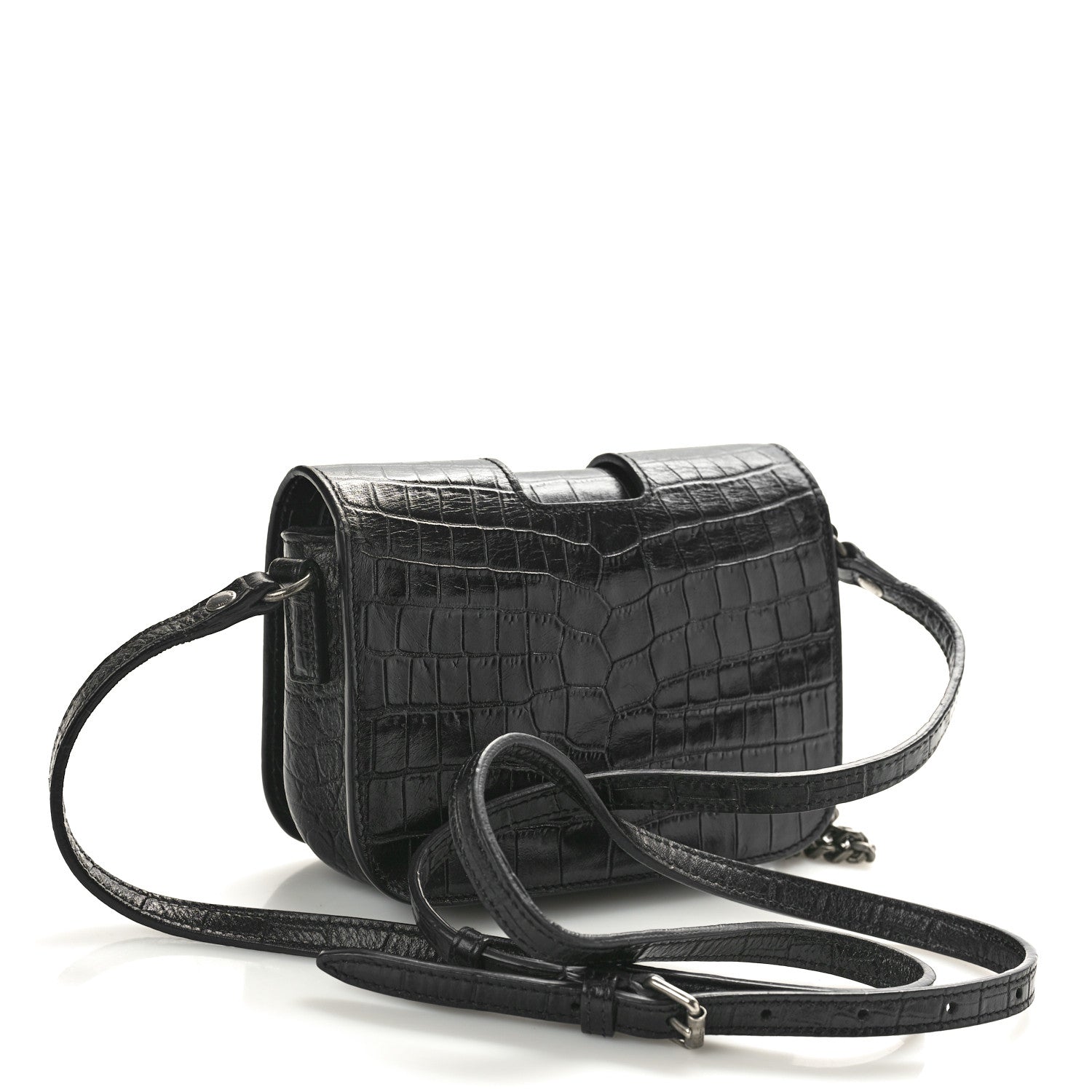 Saint Laurent Crocodile Embossed Toy Charlotte Messenger Bag Black 2 of 9