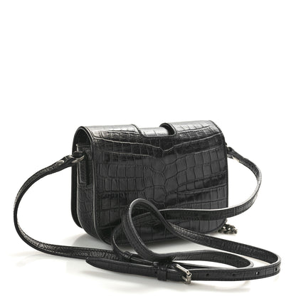 Saint Laurent Crocodile Embossed Toy Charlotte Messenger Bag Black 2 of 9