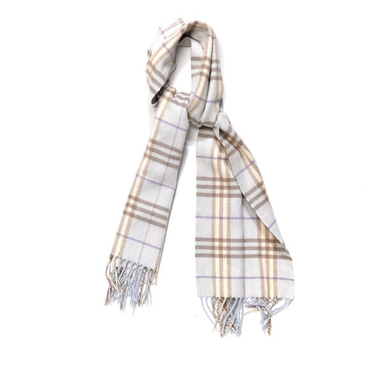 Burberry Cashmere House Check Fringe Scarf Light Blue 1 of 5