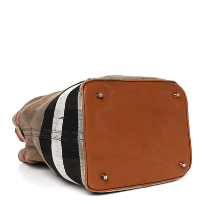 Burberry Canvas Mega Check Medium Ashby Hobo Saddle Brown 4 of 13