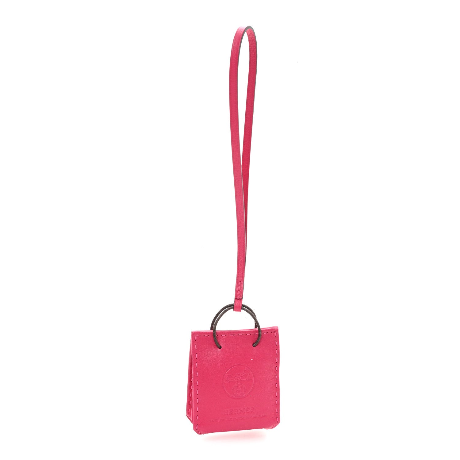 Hermes Milo Lambskin Swift Shopping Bag Charm Rose Mexico 1 of 3