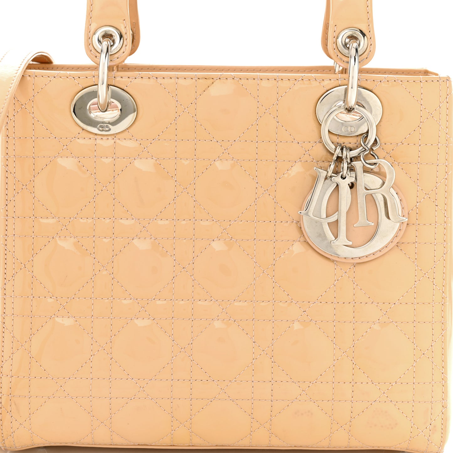 Patent Cannage Medium Lady Dior Beige