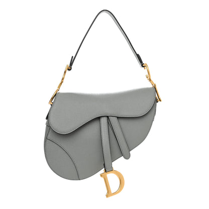 Christian Dior Grained Calfskin Saddle Bag Grey 1 of 10
