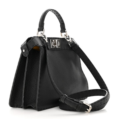 Fendi Cuoio Romano Selleria Chamois Small Peekaboo I SEE U Satchel Black Camel Sunflower 3 of 16