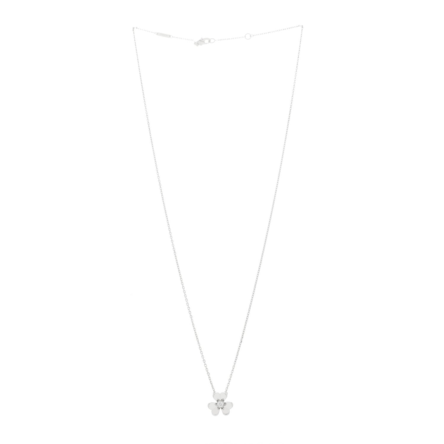 Van Cleef & Arpels 18K White Gold Diamond Mini Frivole Pendant Necklace 3 of 6