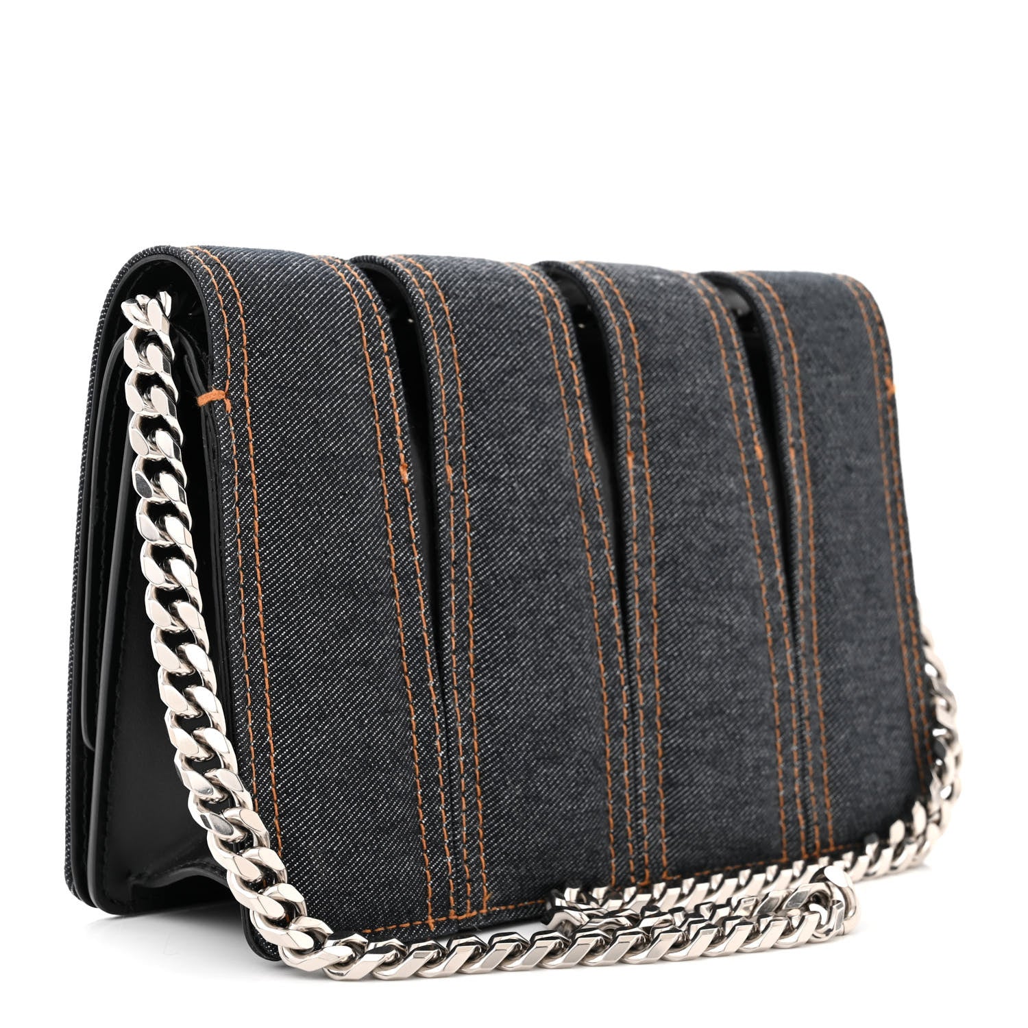 Alexander McQueen ALEXANDER MCQUEEN Denim Calfskin Small Slash Bag Blue Black 3 of 15