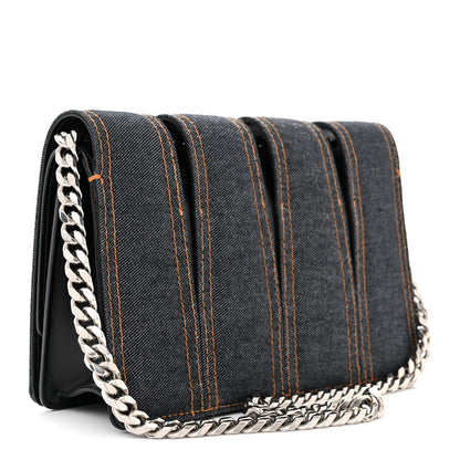 Alexander McQueen ALEXANDER MCQUEEN Denim Calfskin Small Slash Bag Blue Black 3 of 15