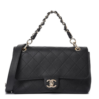 Chanel Grained Calfskin Stitched Medium Flap Black 1 of 9