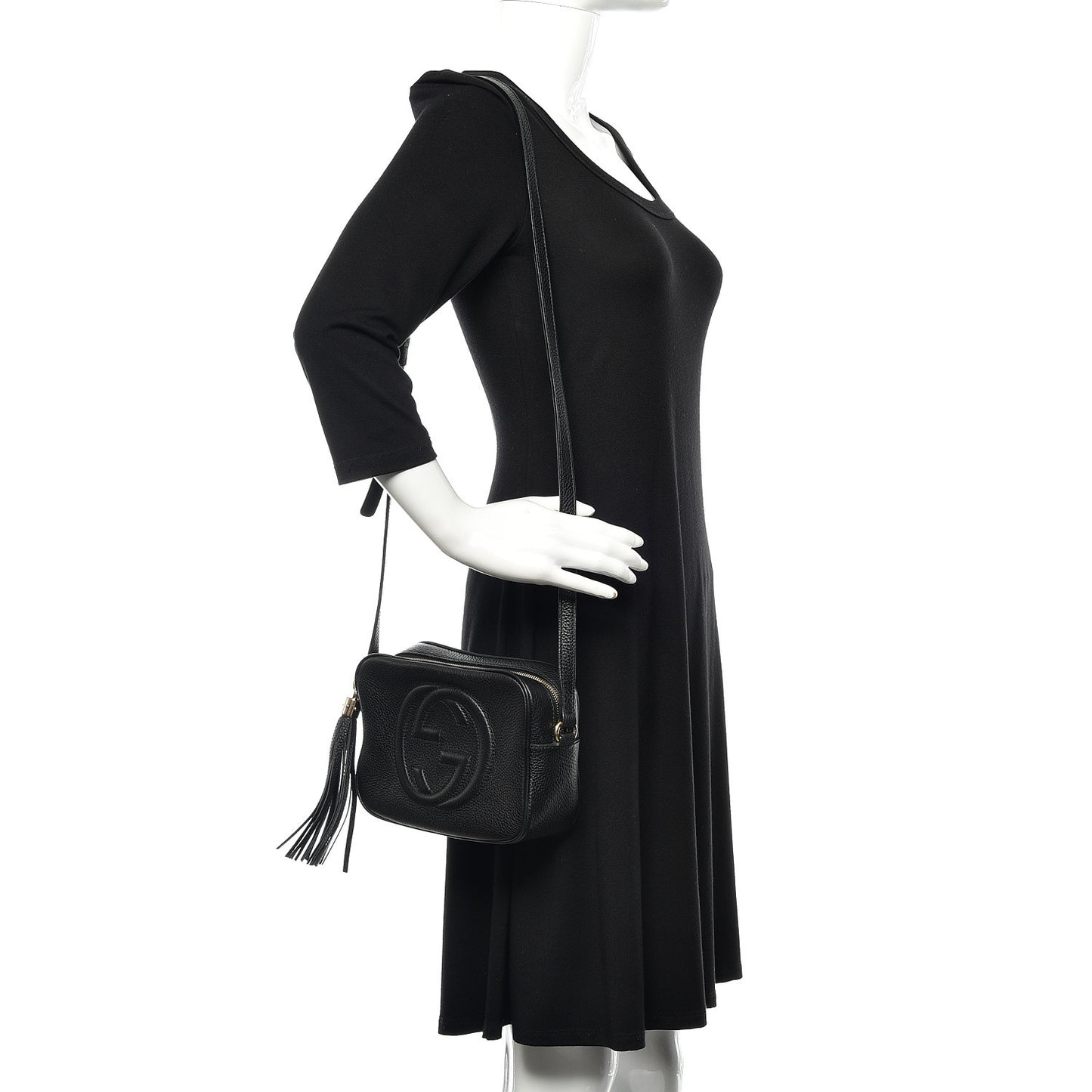 Pebbled Calfskin Small Soho Disco Bag Black