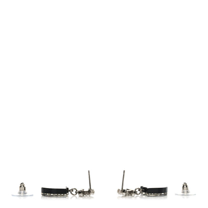 Chanel Pearl Enamel CC Shield Drop Earrings Silver 3 of 4