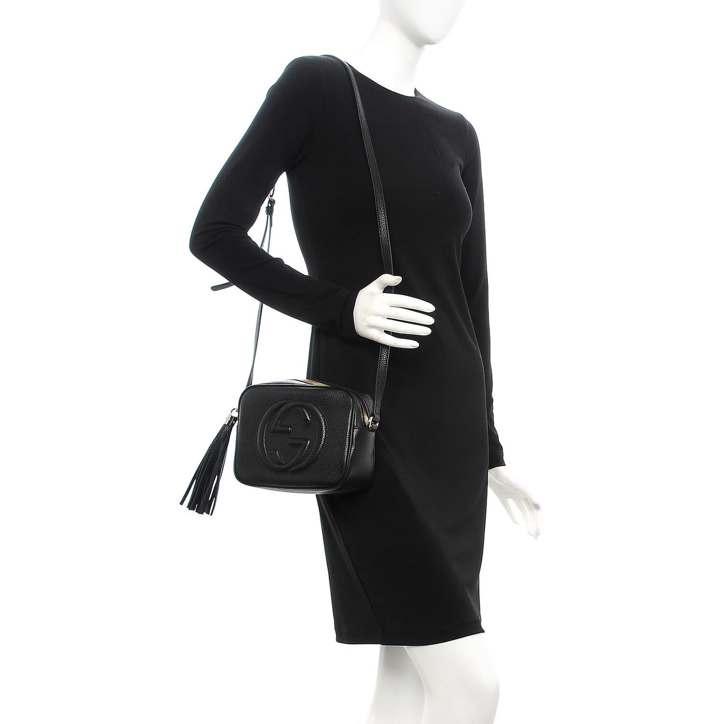 Pebbled Calfskin Small Soho Disco Bag Black