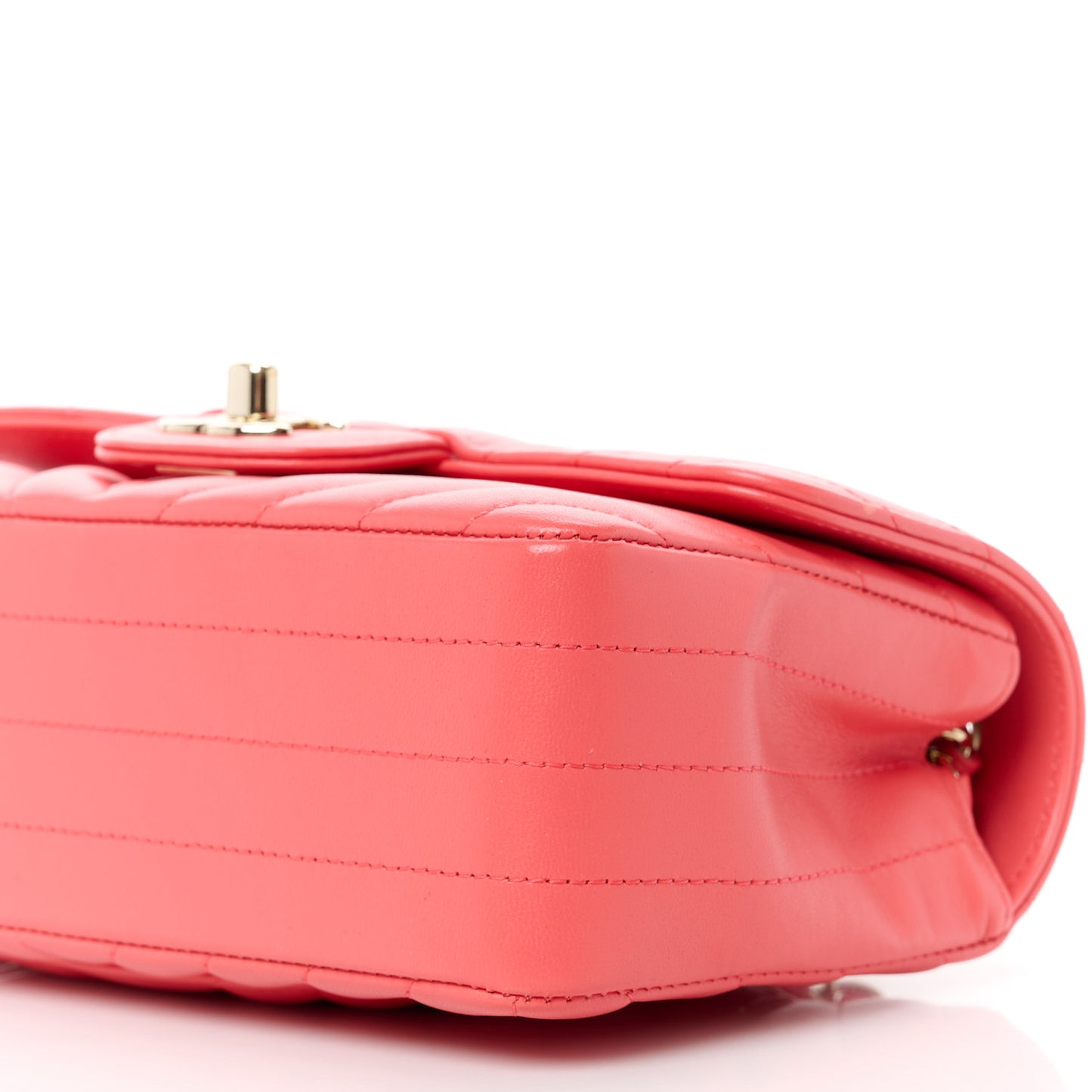 Lambskin Chevron Quilted Mini Rectangular Flap Pink