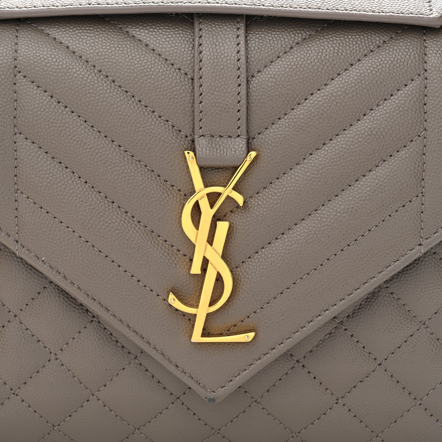 Saint Laurent Grain De Poudre Textured Mixed Matelasse Medium Triquilt Monogram Satchel Earth 8 of 16
